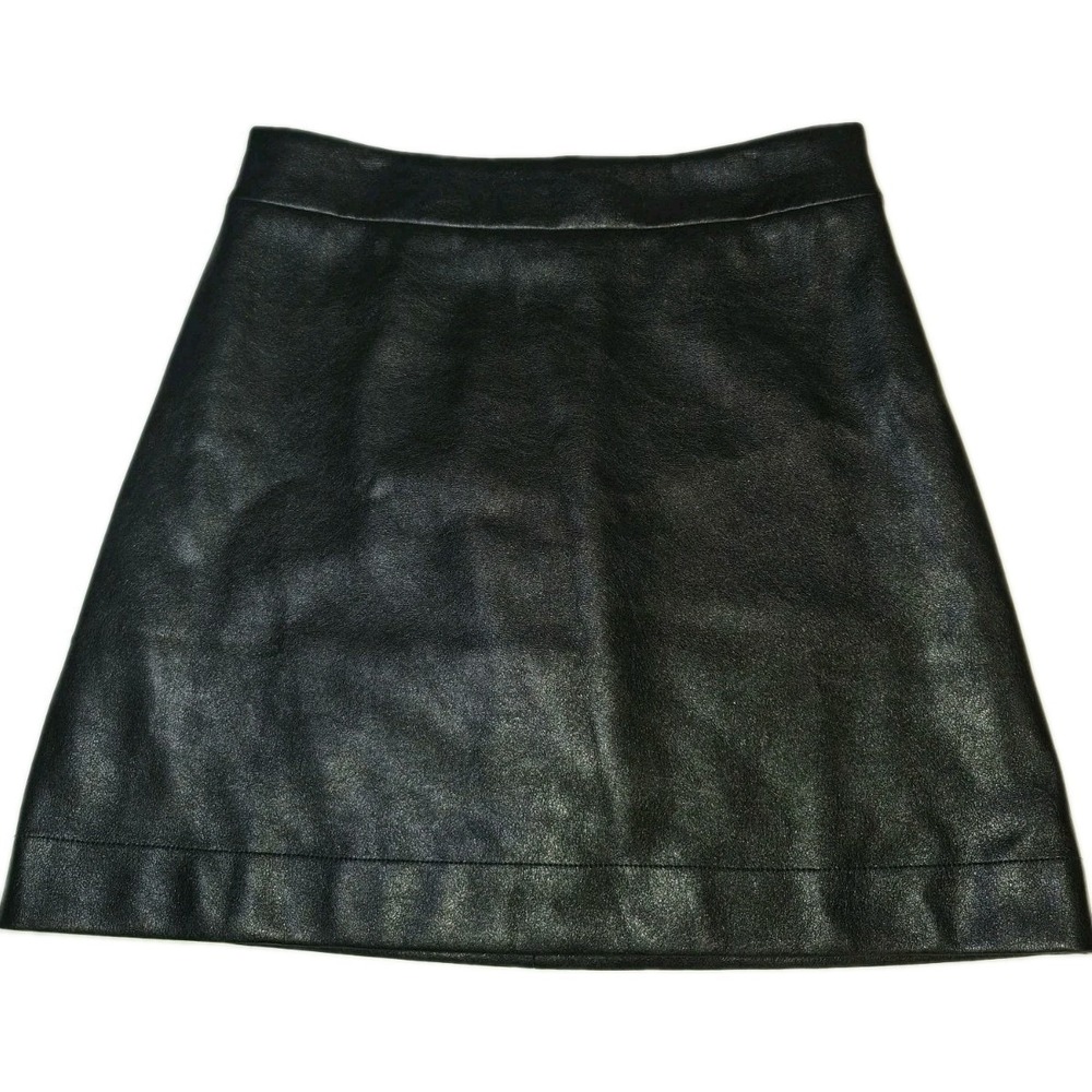J CREW Faux Leather A-line Mini skirt Womens size 6 Black